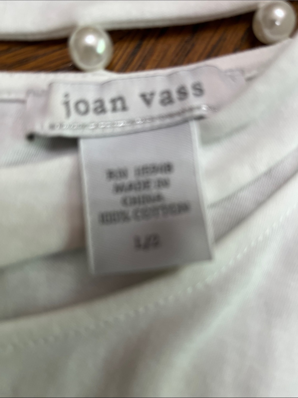 Joan Vass White Pearl-Trim Sleeveless Tank L - Picture 4 of 4
